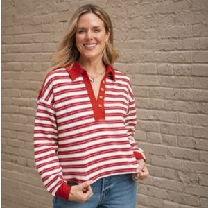 Fire Within Striped Collar Top